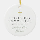 Sage Green Script Boy First Communion Foto Keramik Ornament (Vorne)
