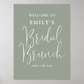 Sage Green Script Bridal Brunch Begrüßungszeichen Poster (Vorne)