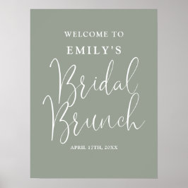 Sage Green Script Bridal Brunch Begrüßungszeichen Poster