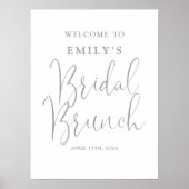 Sage Green Script Bridal Brunch Begrüßungszeichen Poster (Vorne)