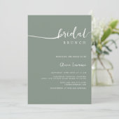 Sage Green Script Bridal Brunch Einladung (Stehend Vorderseite)