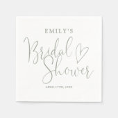 Sage Green Script Calligraphy Brautparty Serviette (Vorderseite)