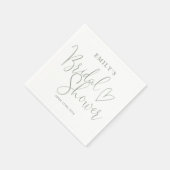 Sage Green Script Calligraphy Brautparty Serviette (Ecke)