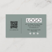 Sage Green Script Calligraphy Signature QR-Code Visitenkarte (Rückseite)