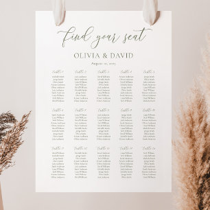 Sage Green Script Elegant 15 Tabelle Seating Chart Poster