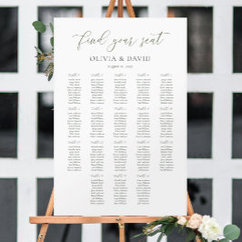 Sage Green Script Elegant 18 Tische Seating Chart Poster