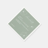 Sage Green Script Floral Fun Fakten Hochzeit Serviette (Ecke)