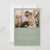 Sage Green Script Foto Hochzeit Danke Karte (Rückseite)