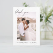 Sage Green Script Foto Hochzeit Danke Karte (Stehend Vorderseite)