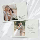 Sage Green Script Foto Hochzeit Dankeskarte