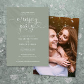 Sage Green Script Foto Wedding Abend Party Einladung
