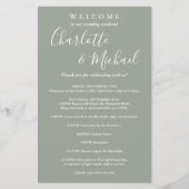 Sage Green Script Guest Wedding Weekend Program (Vorderseite)