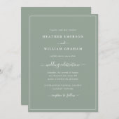 Sage Green Script Hochzeitseinladung Einladung (Vorne/Hinten)