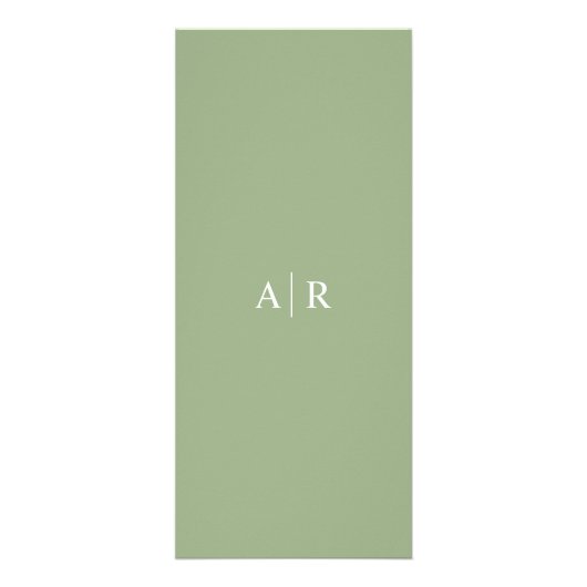 Sage green script kalligrafie Hochzeitskarte Werbekarte (Hinten)