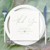 Sage Green Script Kalligraphie Danke Hochzeit Serviette