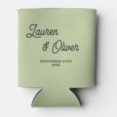 Sage Green Script Minimalist Wedding Dosenkühler (Vorderseite)