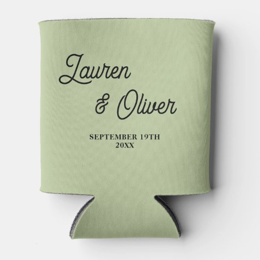 Sage Green Script Minimalist Wedding Dosenkühler (Vorderseite)