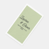 Sage Green Script Minimalist Wedding Serviette (Ecke)