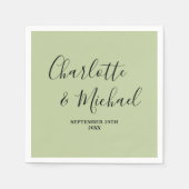 Sage Green Script Minimalist Wedding Serviette (Vorderseite)