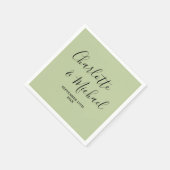 Sage Green Script Minimalist Wedding Serviette (Ecke)