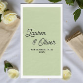 Sage Green Script Minimalist Wedding Serviette