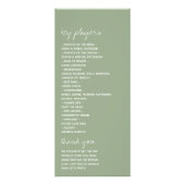 Sage Green Script Minimalistisches Hochzeitsprogra Werbekarte (Hinten)