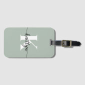 Sage Green Script Monogram Gepäckanhänger (Vorderseite (Horizontal))
