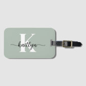 Sage Green Script Monogram Gepäckanhänger (Vorderseite (Horizontal))
