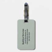 Sage Green Script Monogram Gepäckanhänger (Rückseite vertikal)