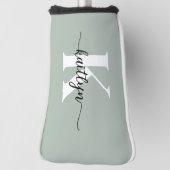 Sage Green Script Monogram Golf Headcover (Rotieren 90)