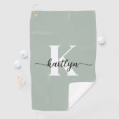 Sage Green Script Monogram Golfhandtuch (Insitu)