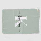 Sage Green Script Monogram Golfhandtuch (Horizontal)