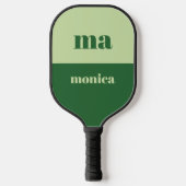 Sage green script monogram initial  pickleball schläger (Vorderseite)