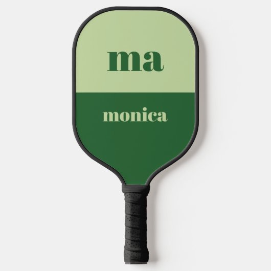 Sage green script monogram initial  pickleball schläger (Vorderseite)