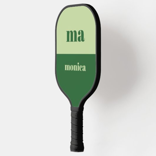 Sage green script monogram initial  pickleball schläger (Links)