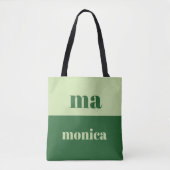Sage green script monogram initial Tote Tasche (Vorderseite)