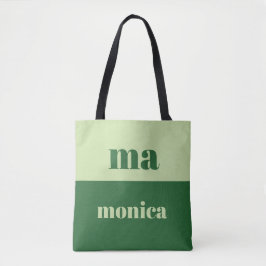 Sage green script monogram initial Tote Tasche