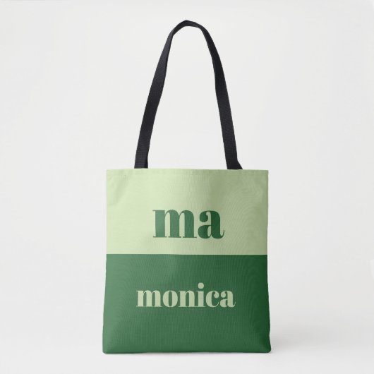 Sage green script monogram initial Tote Tasche (Vorderseite)
