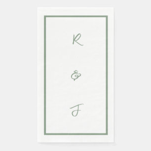 Sage Green Script Monogram Initials Letter Wedding Serviette