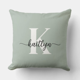 Sage Green Script Monogram Kissen