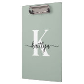 Sage Green Script Monogram Klemmbrett (Links)