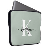 Sage Green Script Monogram Laptopschutzhülle (Vorne Rechts)