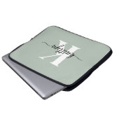 Sage Green Script Monogram Laptopschutzhülle (Vorne Knopf)