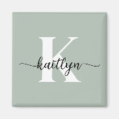 Sage Green Script Monogram Magnet (Vorne)