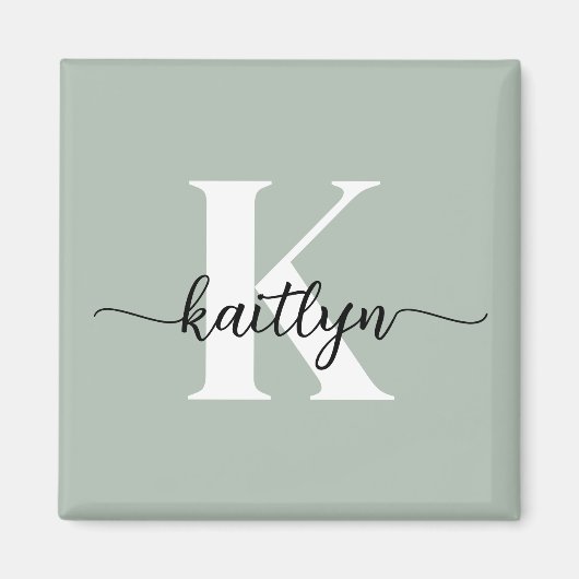 Sage Green Script Monogram Magnet (Vorne)
