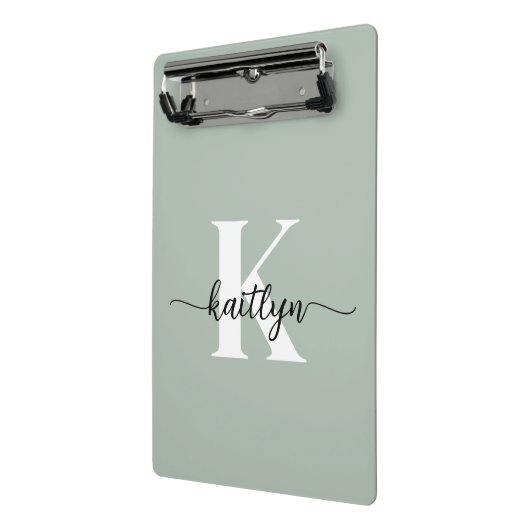Sage Green Script Monogram Mini Klemmbrett (Gewinkelt2)