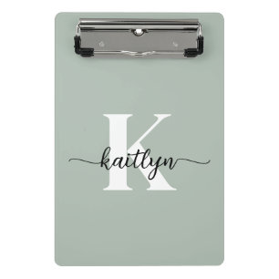 Sage Green Script Monogram Mini Klemmbrett