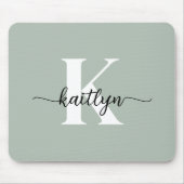 Sage Green Script Monogram Mousepad (Vorne)