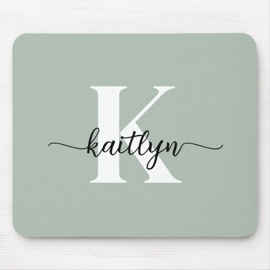 Sage Green Script Monogram Mousepad (Vorne)