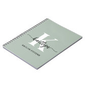 Sage Green Script Monogram Notizblock (Linke Seite)